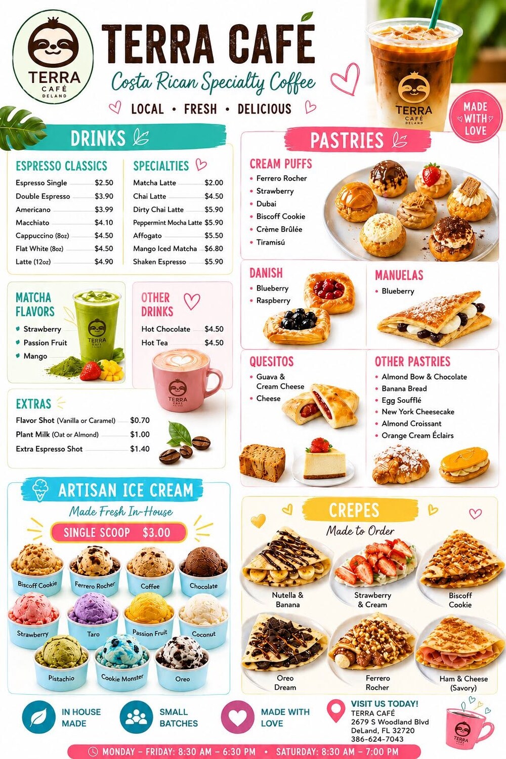 The full Terra Café menu