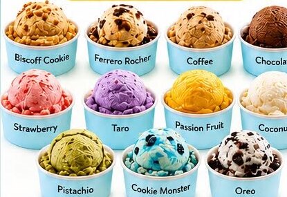 Artisan ice cream scoops at Terra Café